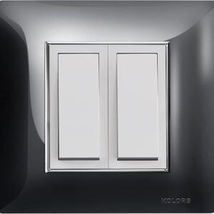 Kolors 8 Module, Modular Switch Plate [Only Cover Plate is Included], with Inner Plate, Polycarbonate, (SQ) Grey with Silver Line [KBC Selekt]