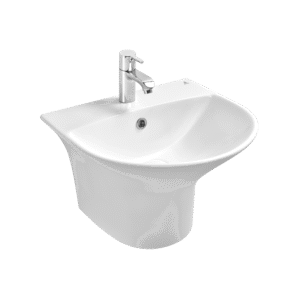 One Piece Basin with Integrated Half Pedestal – 460 x 425 x 335 mm